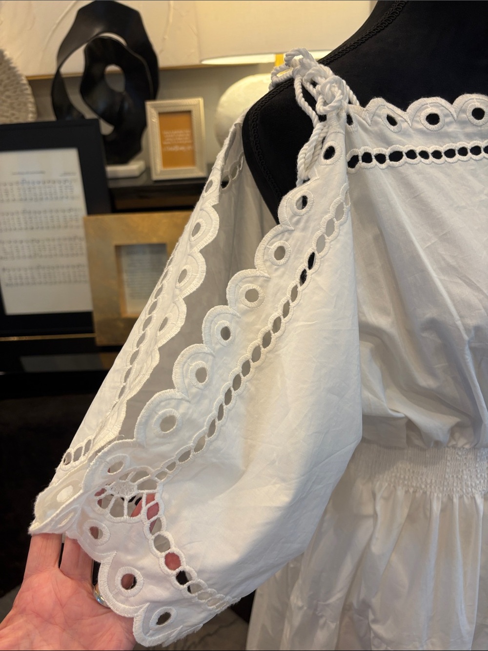 Anthropologie White Eyelet Off-Shoulder Midi Dress - Classic Summer Style - Picture 4 of 9